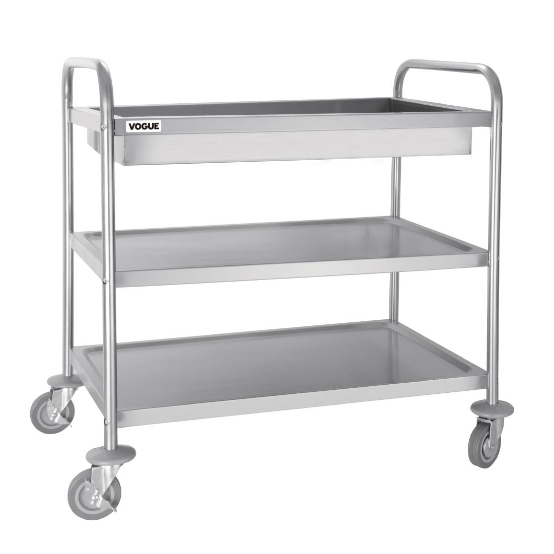 Vogue Deep Tray Clearing Trolley 3 Tier St/St - 940x855x535mm CC365