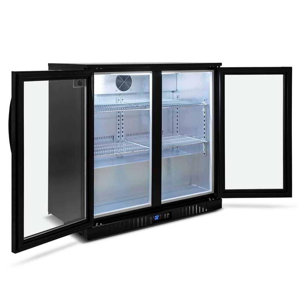AG Twin Door Bar Fridge - Black Body & Doors BEER2