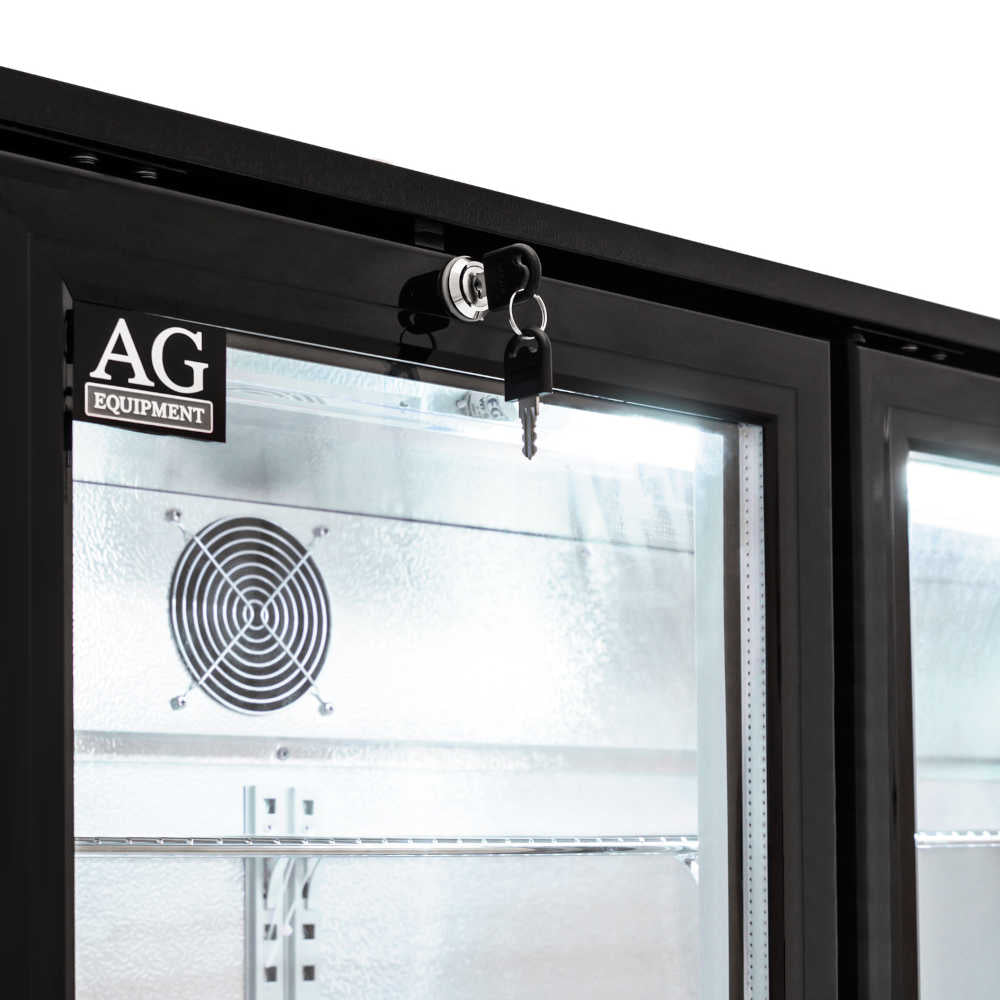 AG Three Sliding Door Bar Fridge - Black Body & Doors BEER3