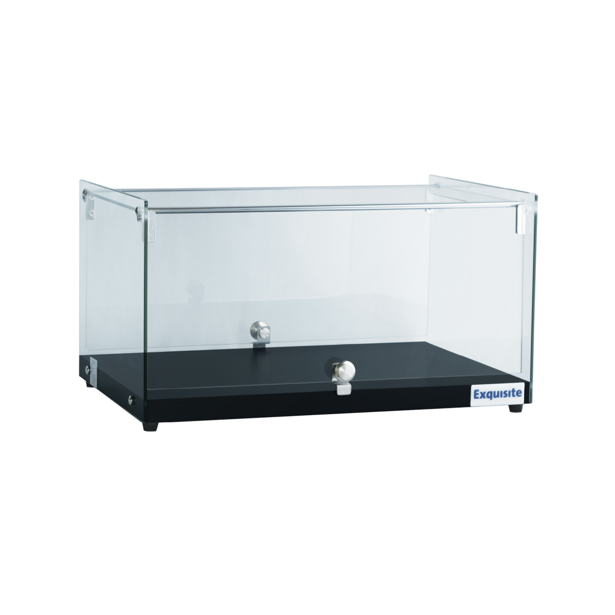 Exquisite One Tier Flat Glass Ambient Cake Display - Woodgrain Black - CD35-B - Whisk Hospitality - CD35-B
