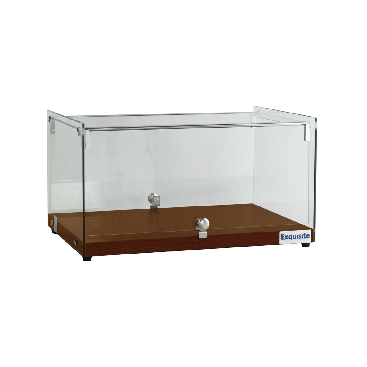 Exquisite One Tier Flat Glass Ambient Cake Display - Elegant Walnut - CD35-W - Whisk Hospitality - CD35-W