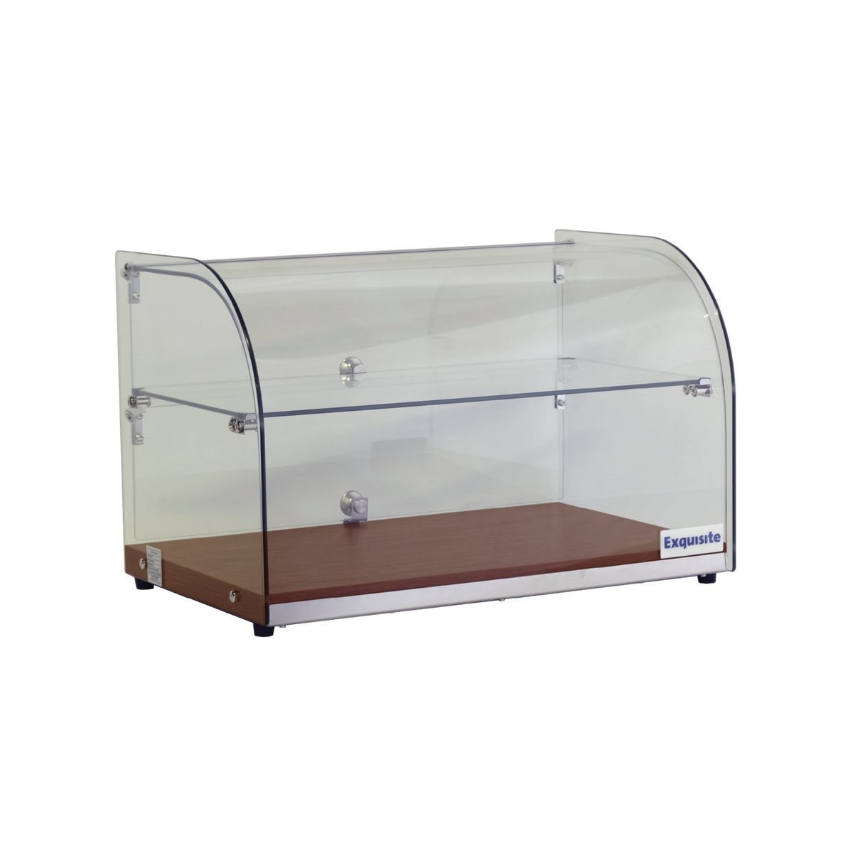 Exquisite Two Tiers Curved Glass Ambient Cake Display – Elegant Walnut - CD45-W - Whisk Hospitality - CD45-W