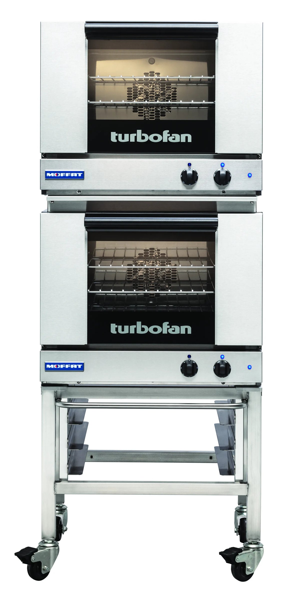 Turbofan E22M32C Half Size Tray Manual Electric Convection Ovens Double Stacked Castor Base