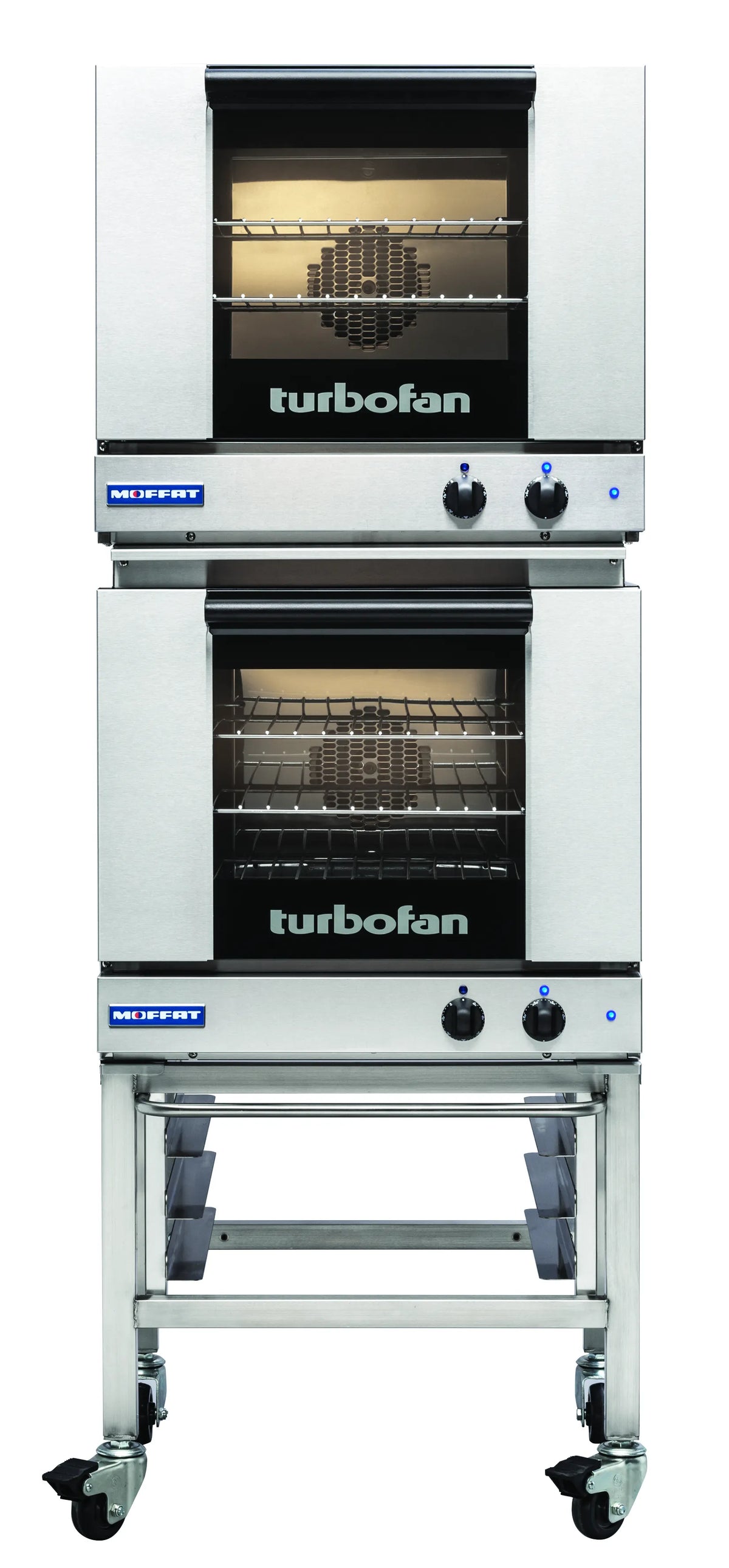 Turbofan E23M32C Half Size Tray Manual Electric Convection Ovens Double Stacked Castor Base