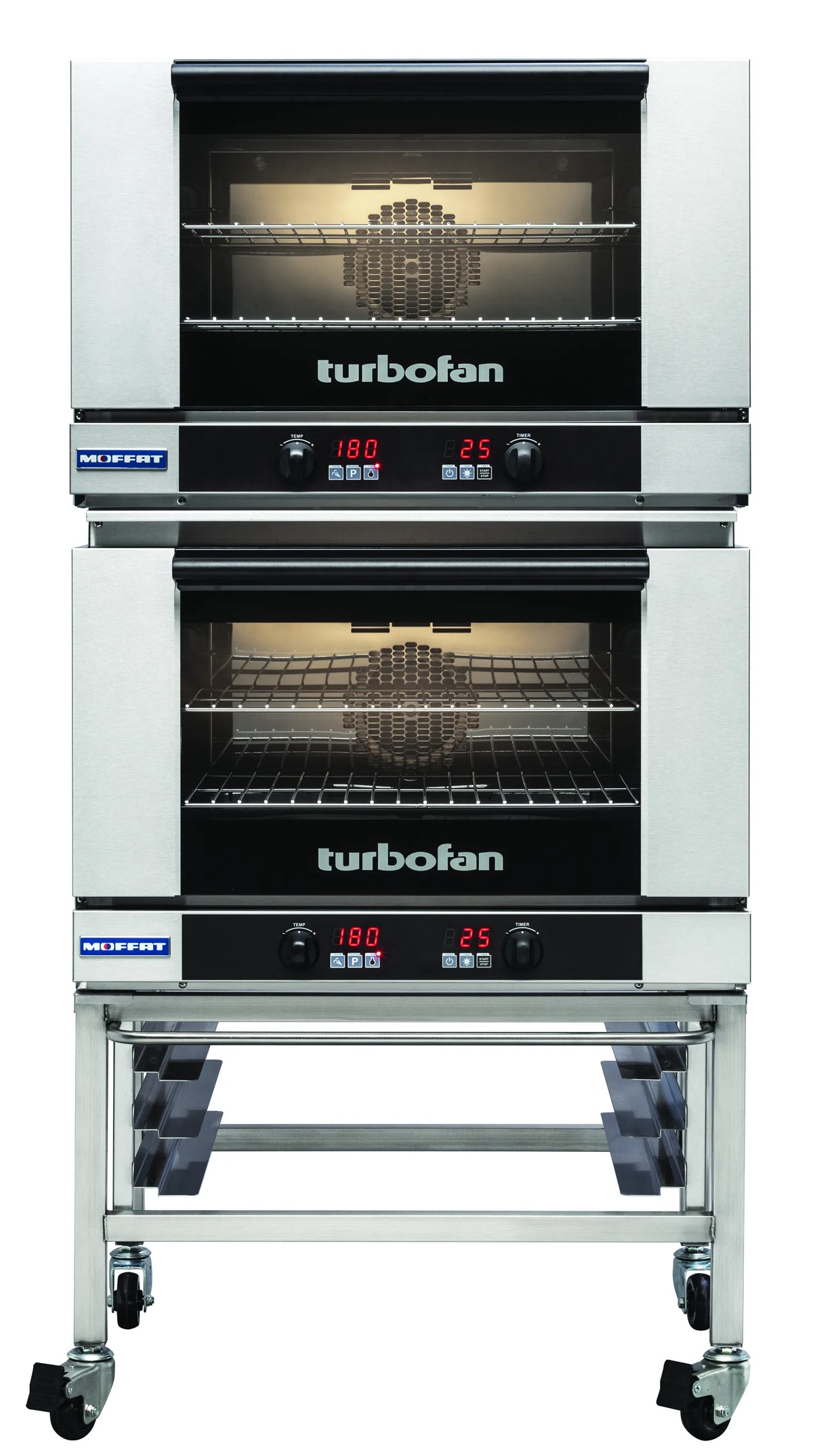 Turbofan E27D22C Full Size Tray Digital Electric Convection Ovens Double Stacked Stainless