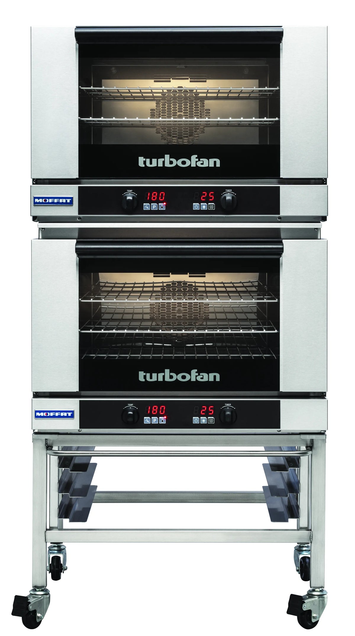 Turbofan E27D32C Full Size Tray Digital Electric Convection Ovens Double Stacked Stainless