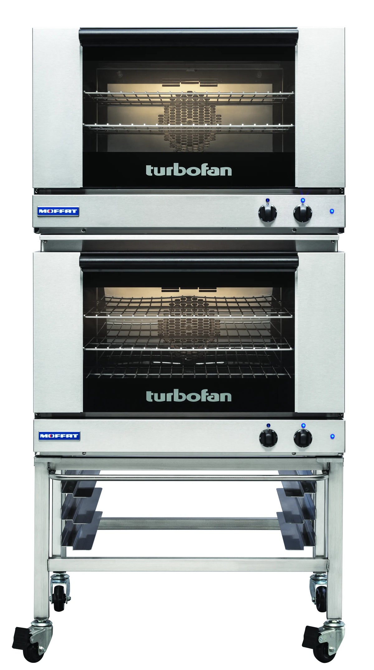 Turbofan E27M32C Full Size Tray Manual Electric Convection Ovens Double Stacked Castor Base