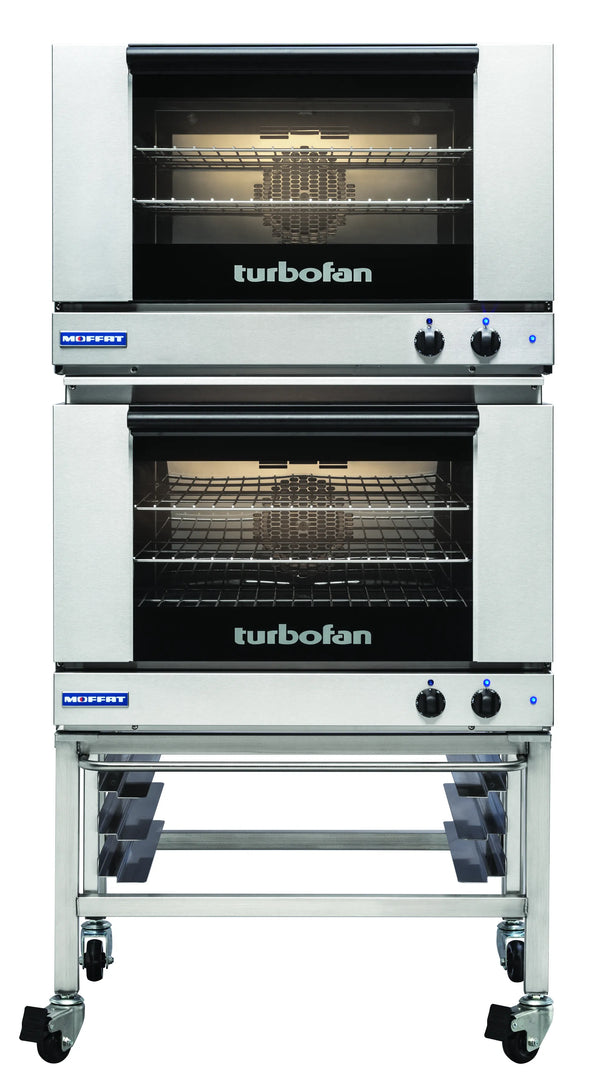 Turbofan E27M32C Full Size Tray Manual Electric Convection Ovens Double Stacked Castor Base