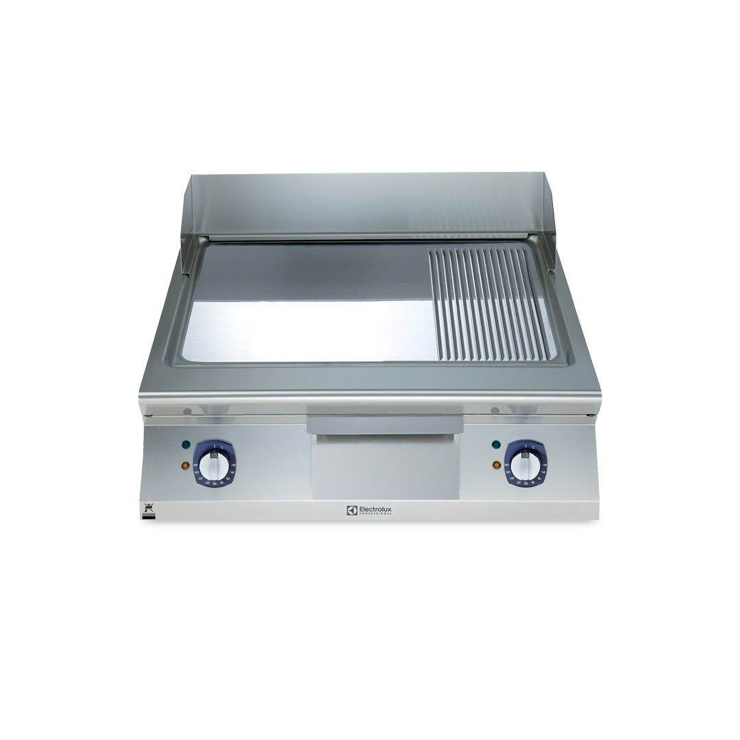 Electrolux 900XP Electric Griddle Plate with Smooth/Ribbed Polished Chrome Plate 800mm E9FTEHCP00 - Whisk Hospitality - E9FTEHCP00