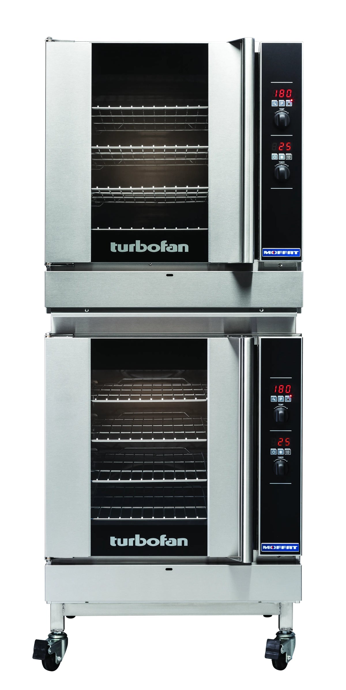Turbofan G32D42C Full Size Tray Digital Gas Convection Ovens Double Stacked Castor Base 0
