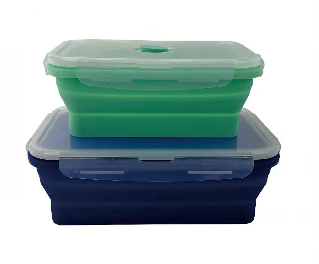 Pack and Stack Silicone Collapsible Food Containers – Square Jumbo 2 Piece Set – Mixed Sizes - Whisk Hospitality - KUV12