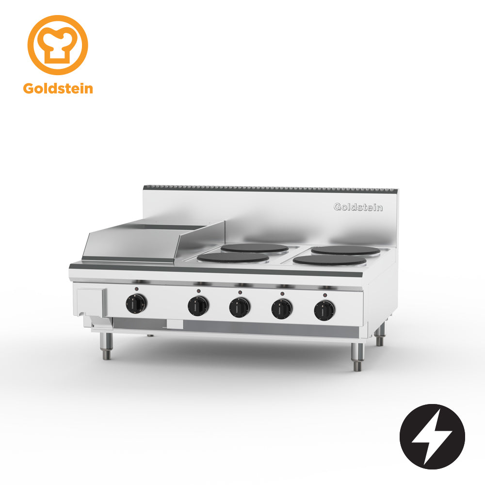 PEB12G4S-X | Electric Cooktop, 4 Solid Plates & 289mm Griddle - Whisk Hospitality - PEB12G4S-X