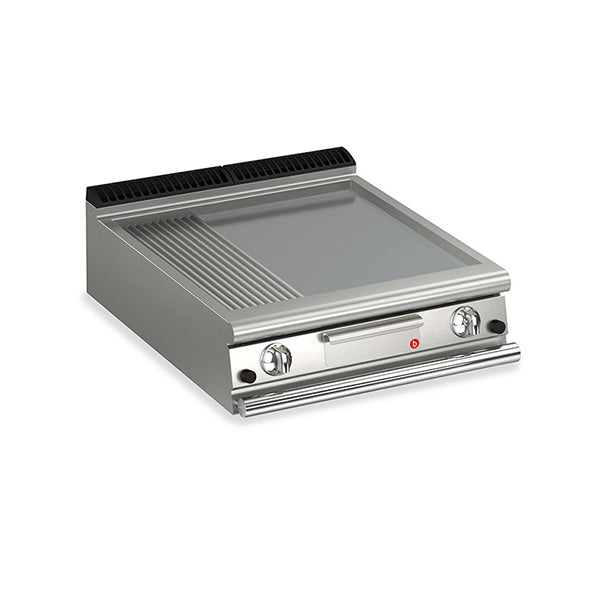 Baron 2 Burner Gas Fry Top With 2/3 Smooth 1/3 Ribbed Mild Steel Plate