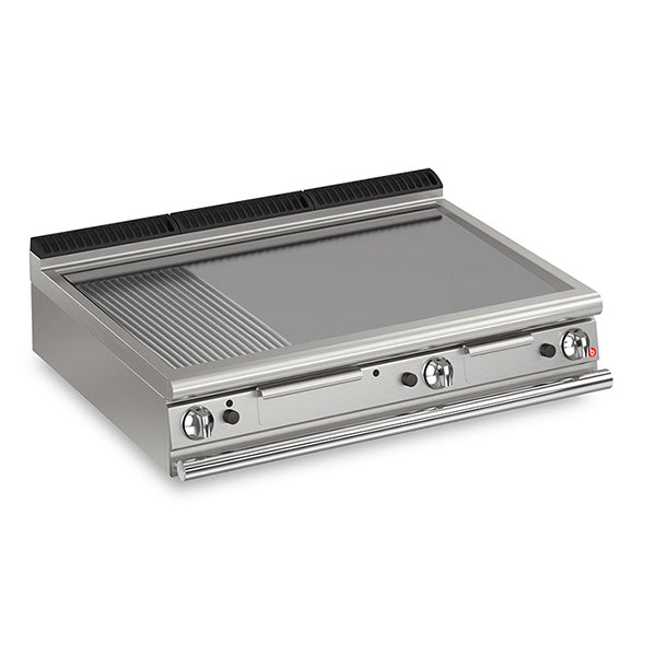 Baron 3 Burner Gas Fry Top With 2/3 Smooth 1/3 Ribbed Mild Steel Plate And Thermostat Control