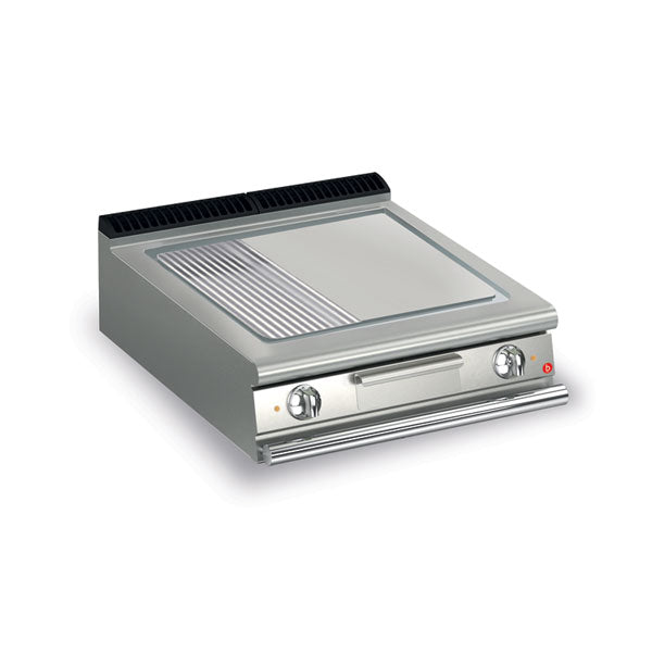 Baron 2 Burner Electric Fry Top With 2/3 Smooth 1/3 Ribbed Mild Steel Plate And Thermostat Control