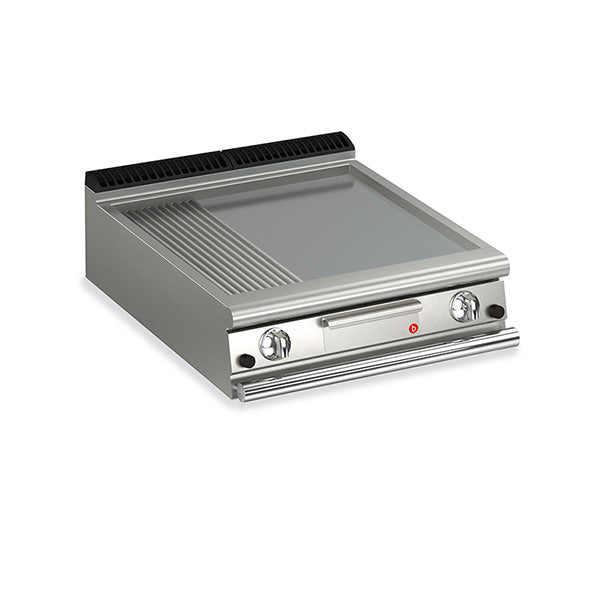 Baron 2 Burner Gas Fry Top With 2/3 Smooth 1/3 Ribbed Mild Steel Plate