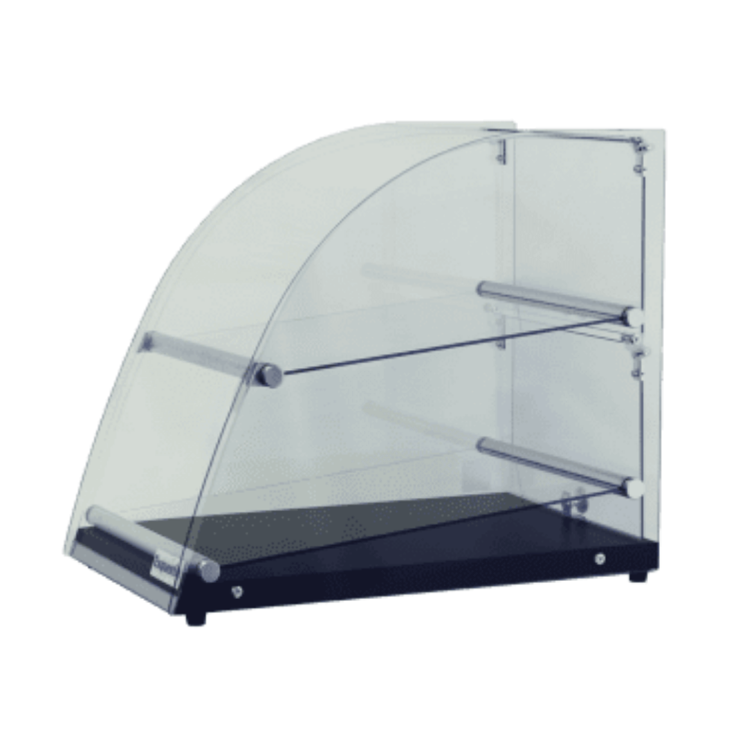 Exquisite Two Tiers Curved Ambient Cake Display – Woodgrain Black CD70-B - Whisk Hospitality - CD70-B