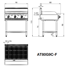 Cookrite 900 MM RADIANT CHAR GRILLS NG AT80G9C-F-NG
