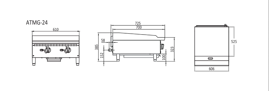 Cookrite 610MM GRIDDLE W610 X D725 X H385 | COOKRITE 1 ATMG-24-LPG
