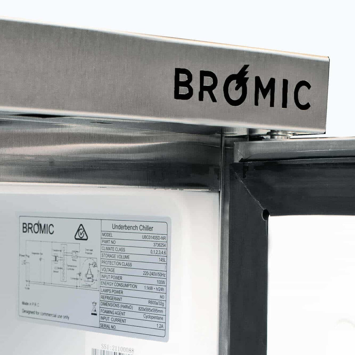 Bromic Under Bench Fridge - 138L - 1 Door - Stainless Steel