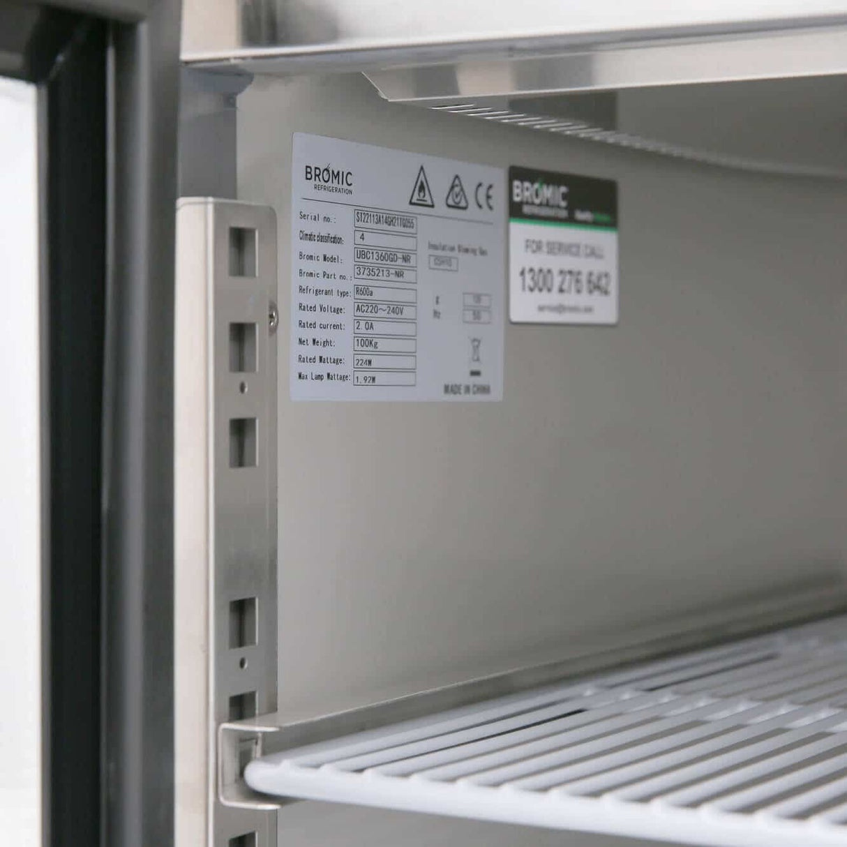 Bromic Under Bench Display Fridge - 282L - 2 Doors - Glass