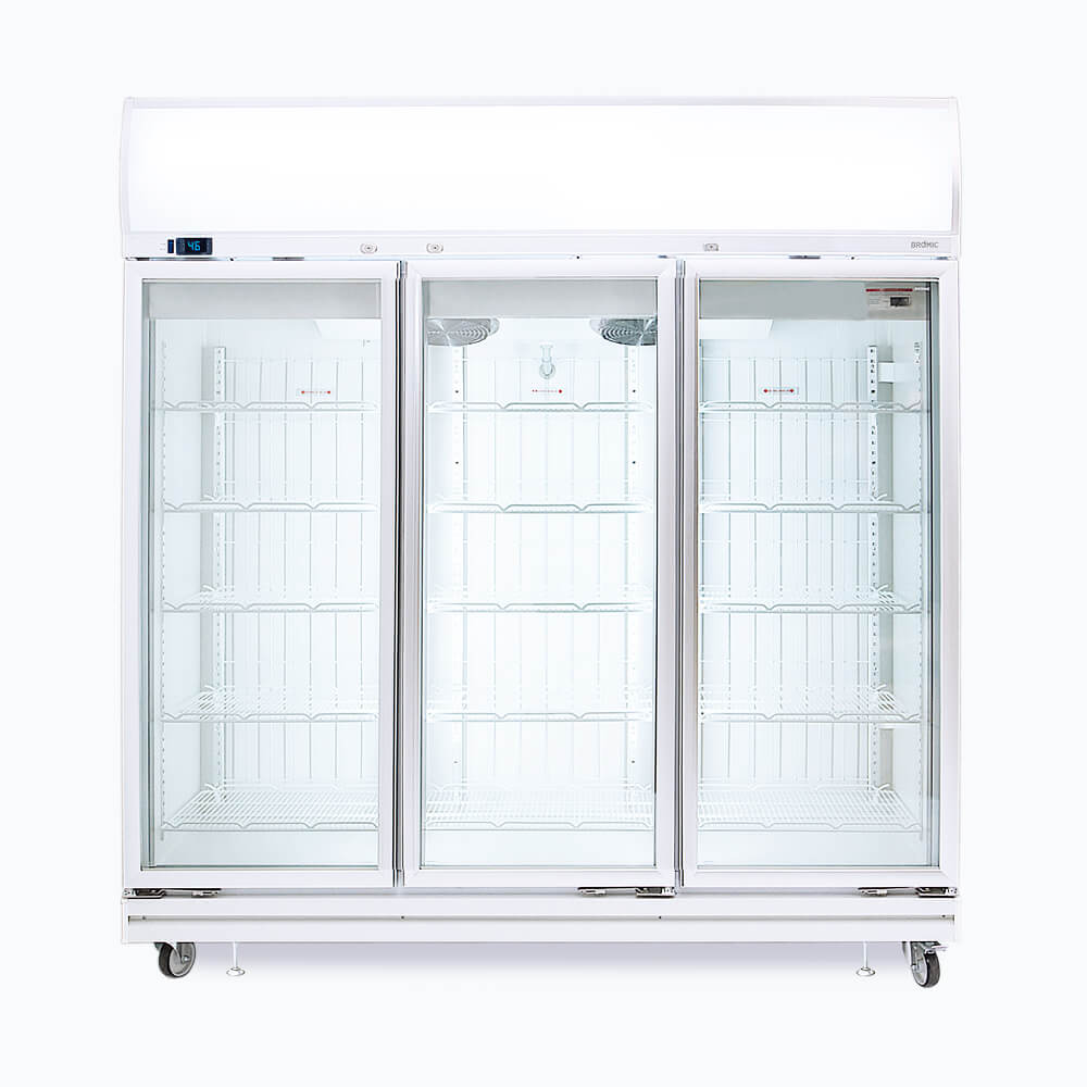 Bromic Upright Display Freezer - 1507L - 3 Doors - Flat Glass - Lightbox