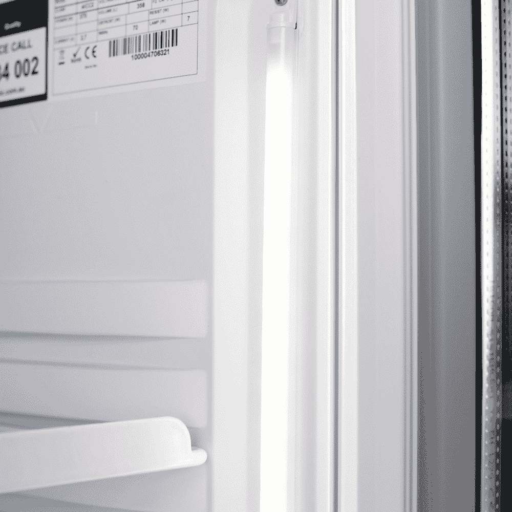 Bromic Upright Display Fridge - 372L - 1 Door - Flat Glass - White with Silver Trim