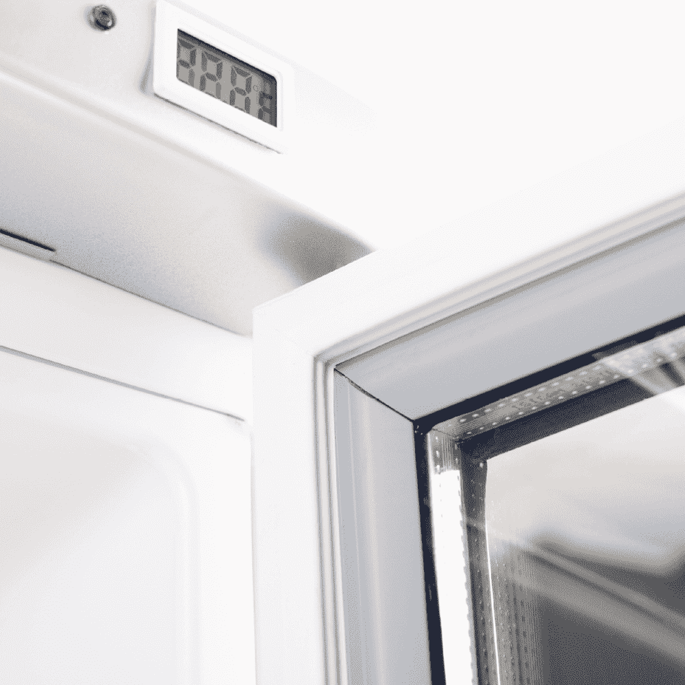 Bromic Upright Display Fridge - 372L - 1 Door - Flat Glass - White with Silver Trim