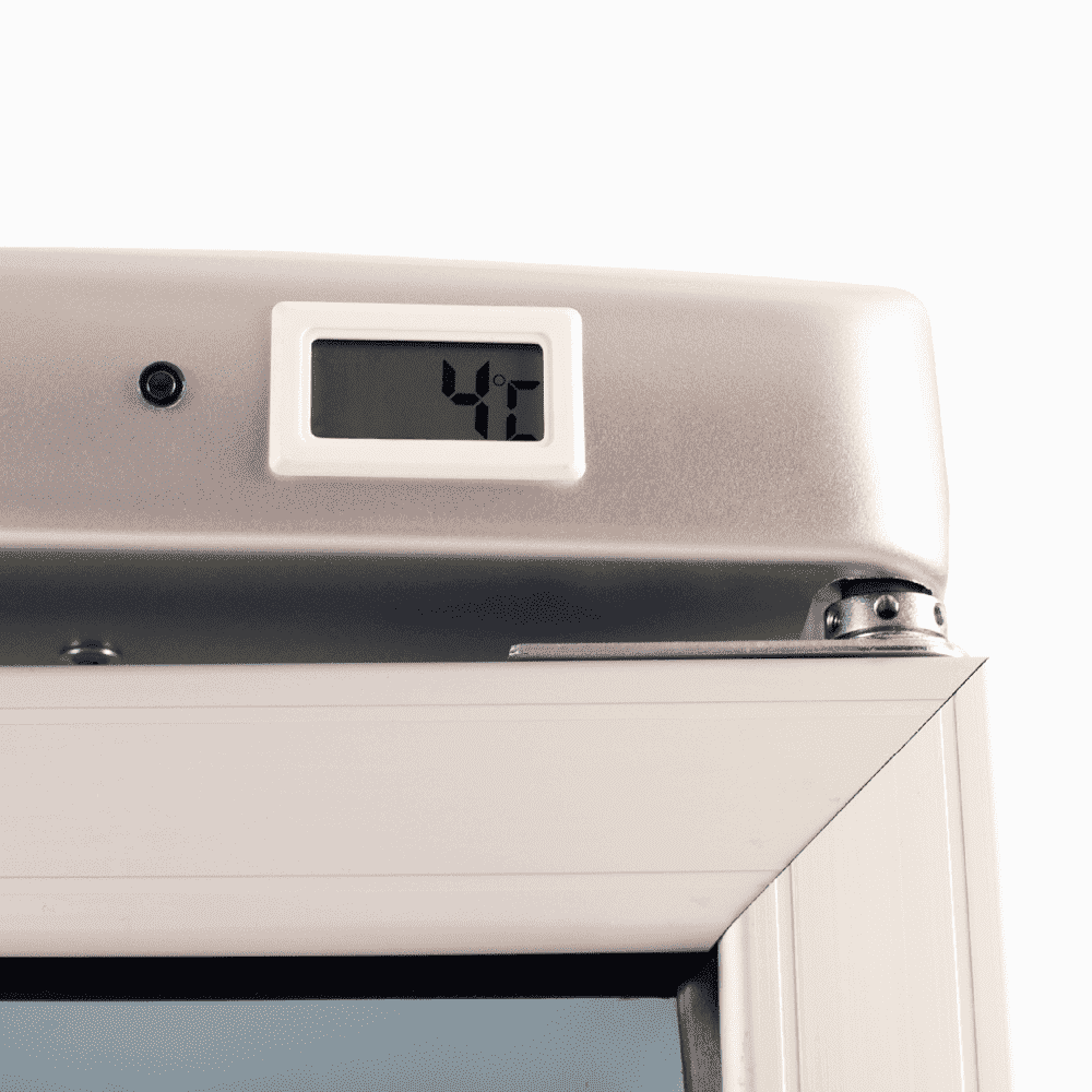 Bromic Upright Display Fridge - 372L - 1 Door - Flat Glass - White with Silver Trim