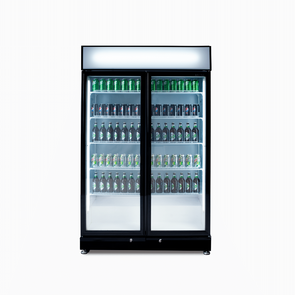 Bromic Upright Display Fridge - 885L - 2 Doors - Flat Glass - Black