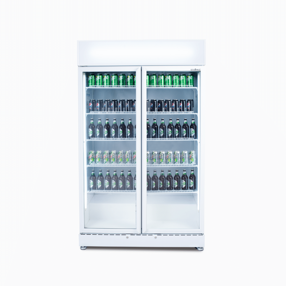 Bromic Upright Display Fridge - 885L - 2 Doors - Flat Glass - White