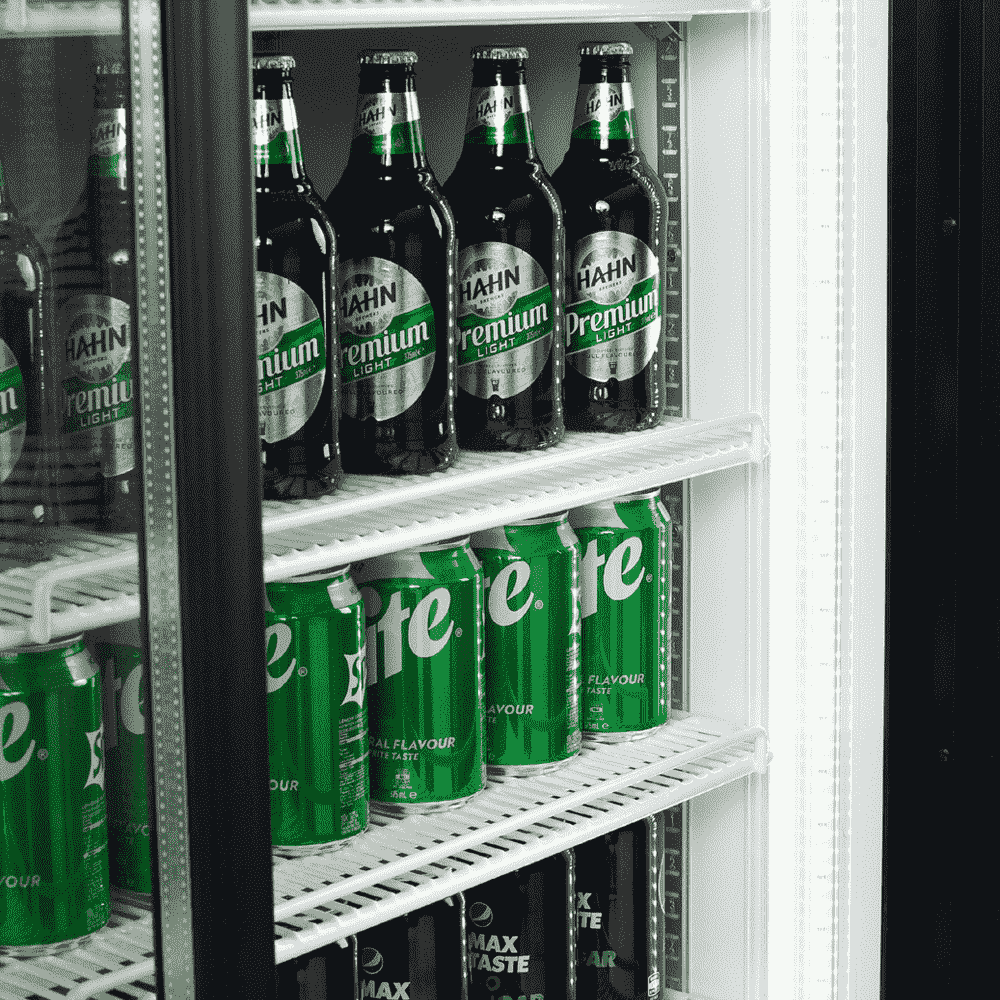 Bromic Upright Display Fridge - 945L - 2 Doors - Sliding - Flat Glass - Lightbox