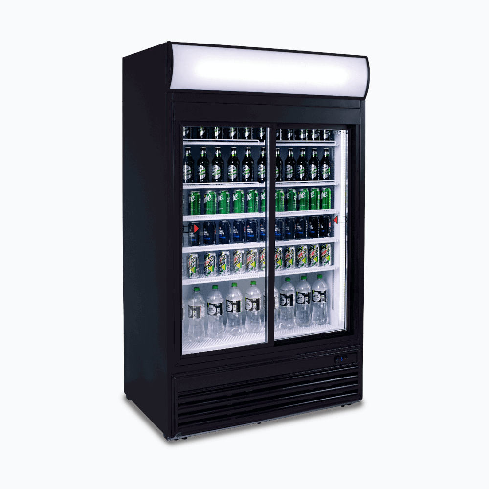 Bromic Upright Display Fridge - 945L - 2 Doors - Sliding - Flat Glass - Lightbox