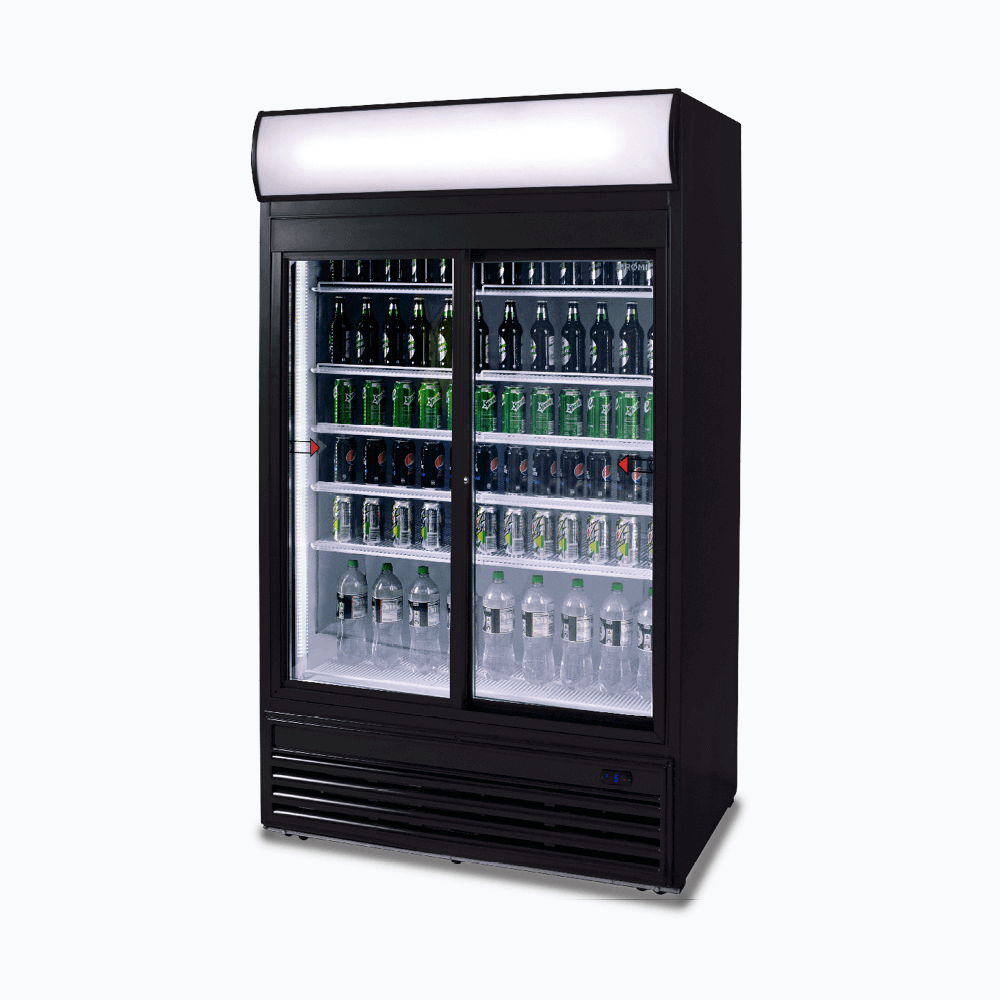 Bromic Upright Display Fridge - 945L - 2 Doors - Sliding - Flat Glass - Lightbox