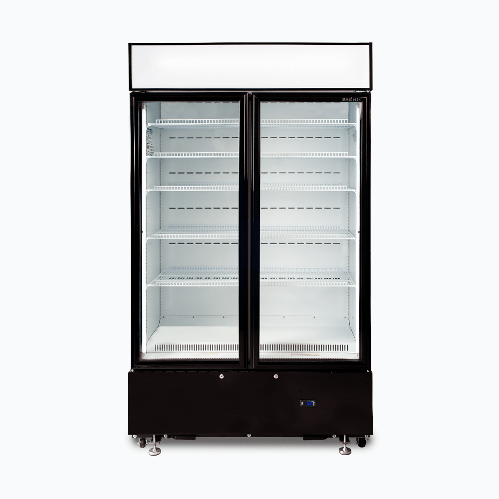Bromic Upright Display Fridge - 960L - 2 Doors - Flat Glass - Cassette - Black