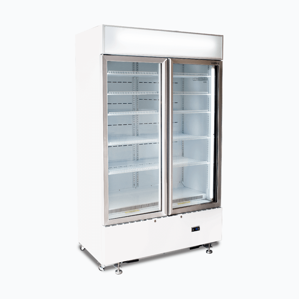 Bromic Upright Display Fridge - 960L - 2 Doors - Flat Glass - Cassette - White