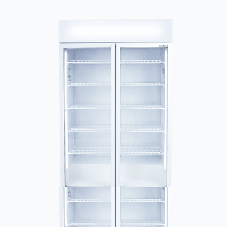 Bromic Upright Display Fridge - 885L - 2 Doors - Flat Glass - White
