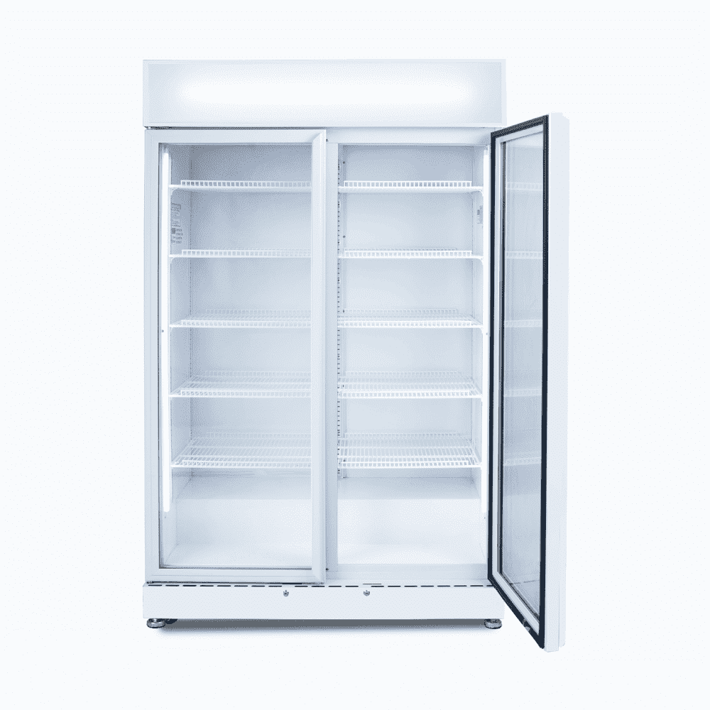 Bromic Upright Display Fridge - 885L - 2 Doors - Flat Glass - White