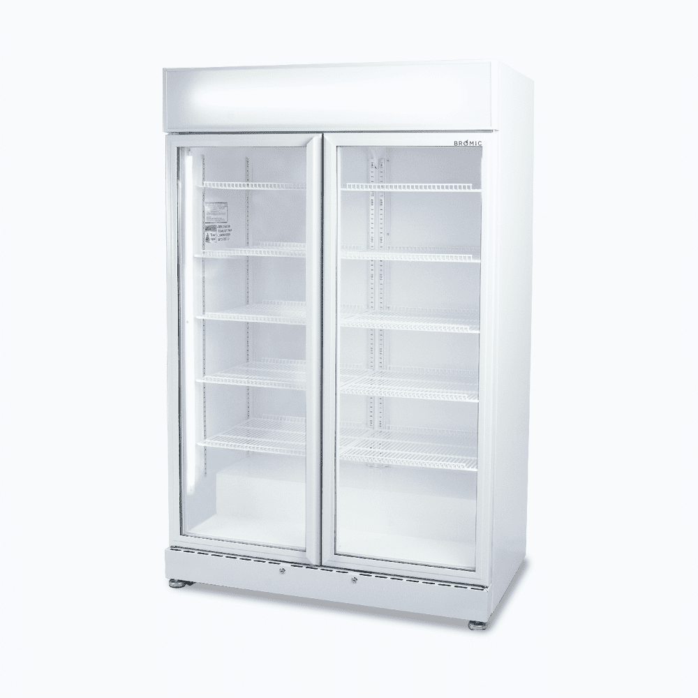 Bromic Upright Display Fridge - 885L - 2 Doors - Flat Glass - White