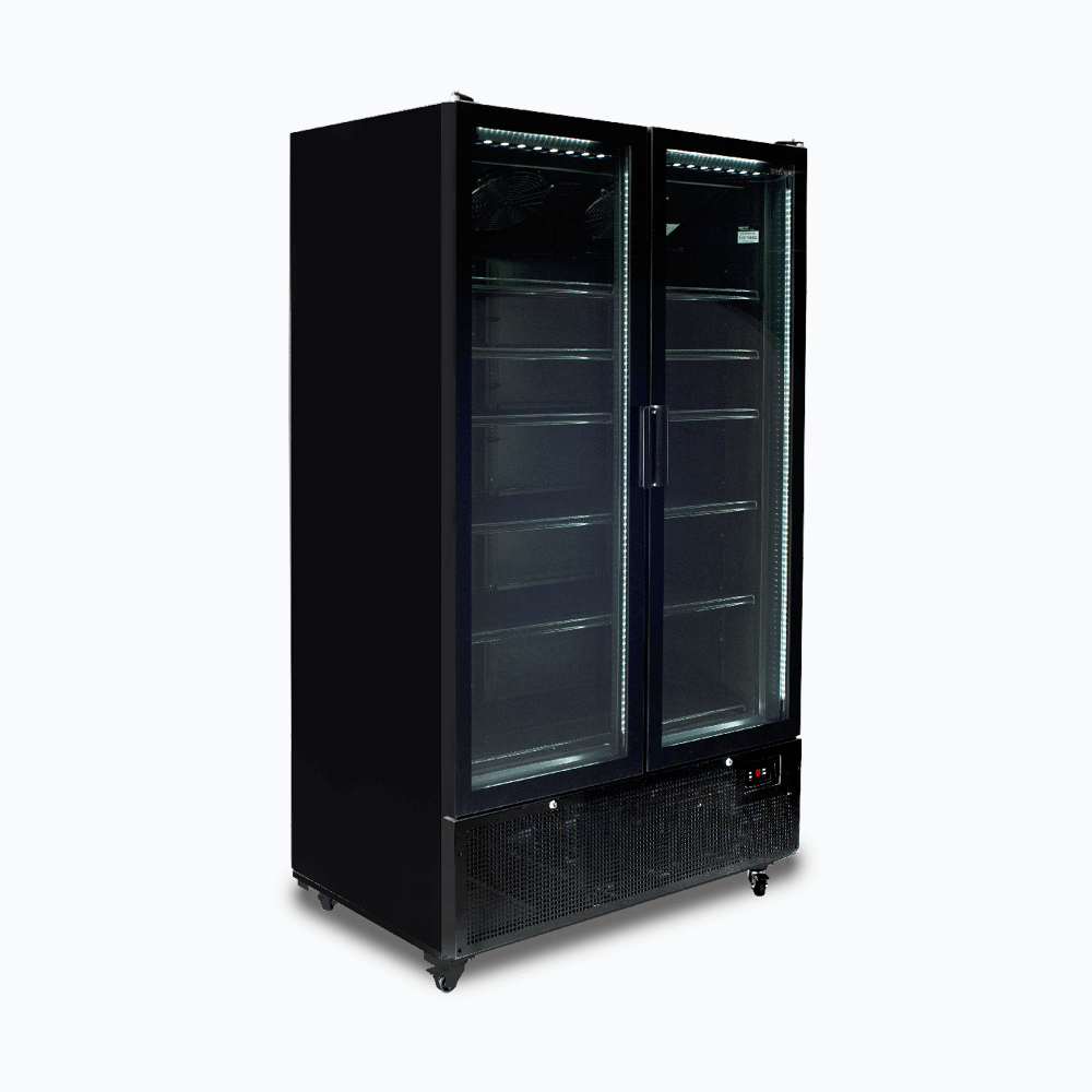 Bromic Upright Display Fridge - 1126L - 2 Door - Flat Glass - Black