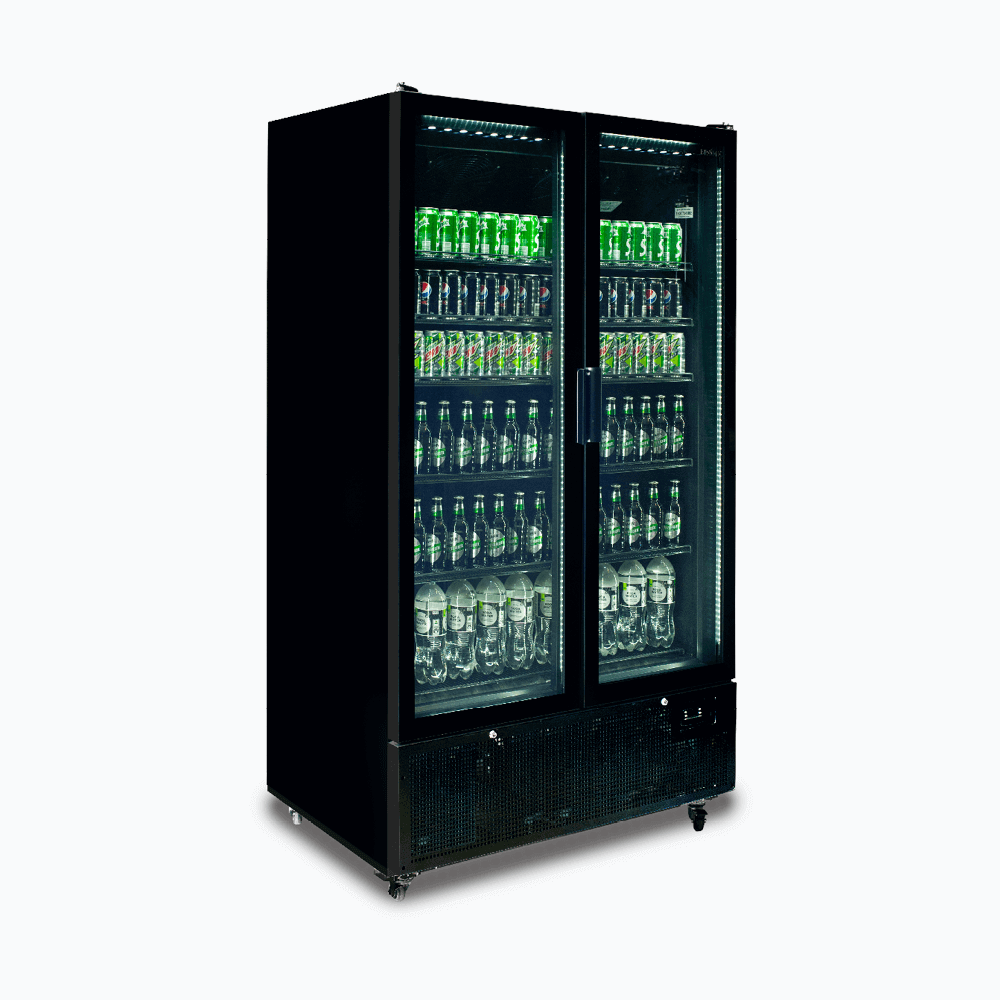 Bromic Upright Display Fridge - 1126L - 2 Door - Flat Glass - Black