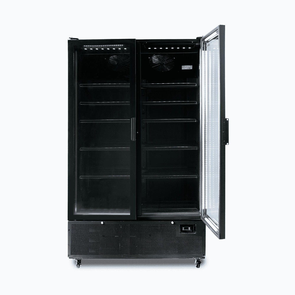 Bromic Upright Display Fridge - 1126L - 2 Door - Flat Glass - Black
