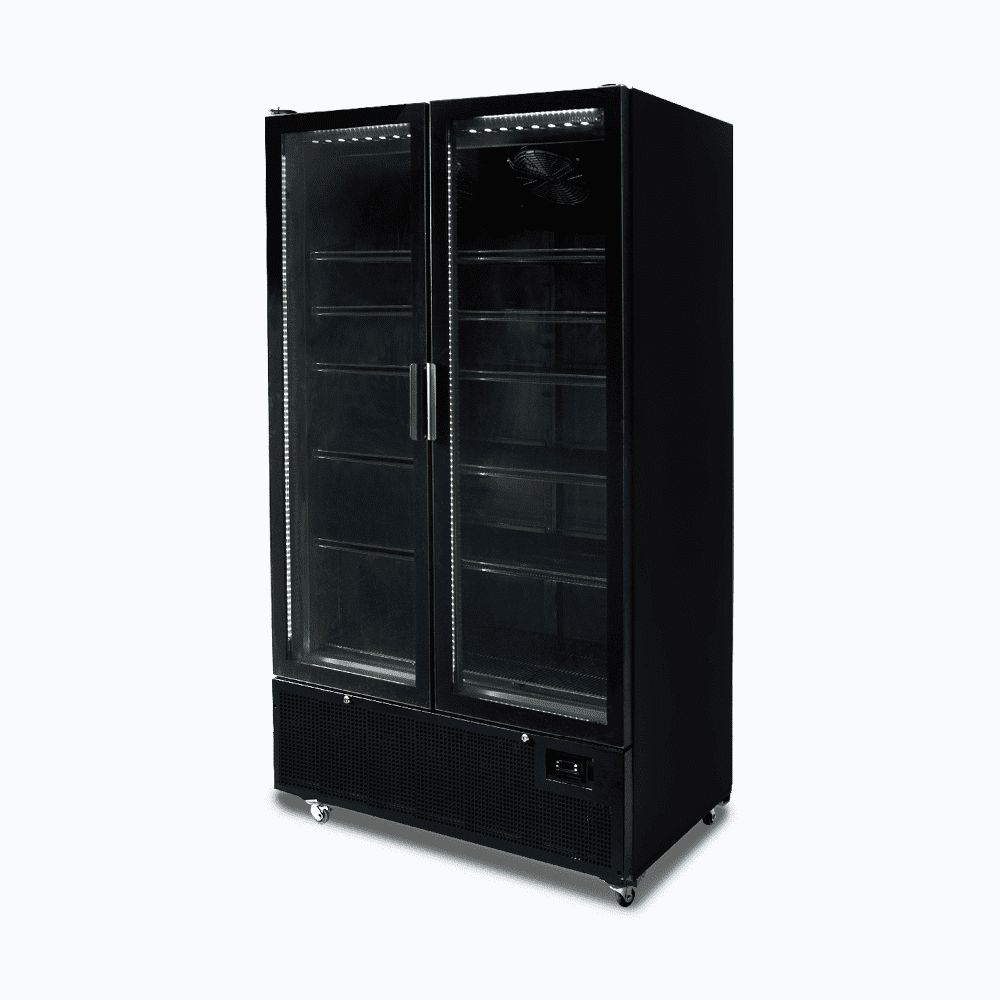 Bromic Upright Display Fridge - 1126L - 2 Door - Flat Glass - Black