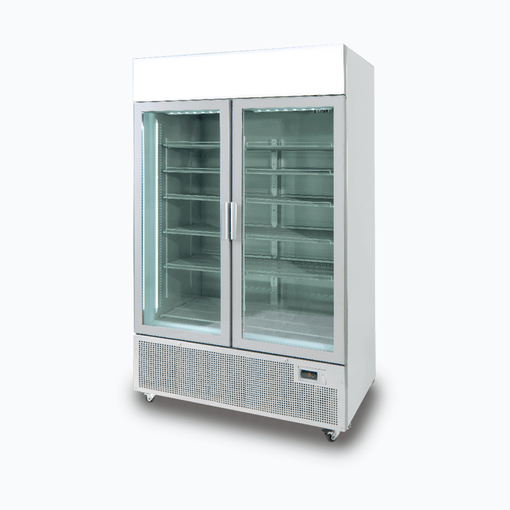 Bromic Upright Display Fridge - 1082L - 2 Door - Flat Glass - Lightbox - Silver