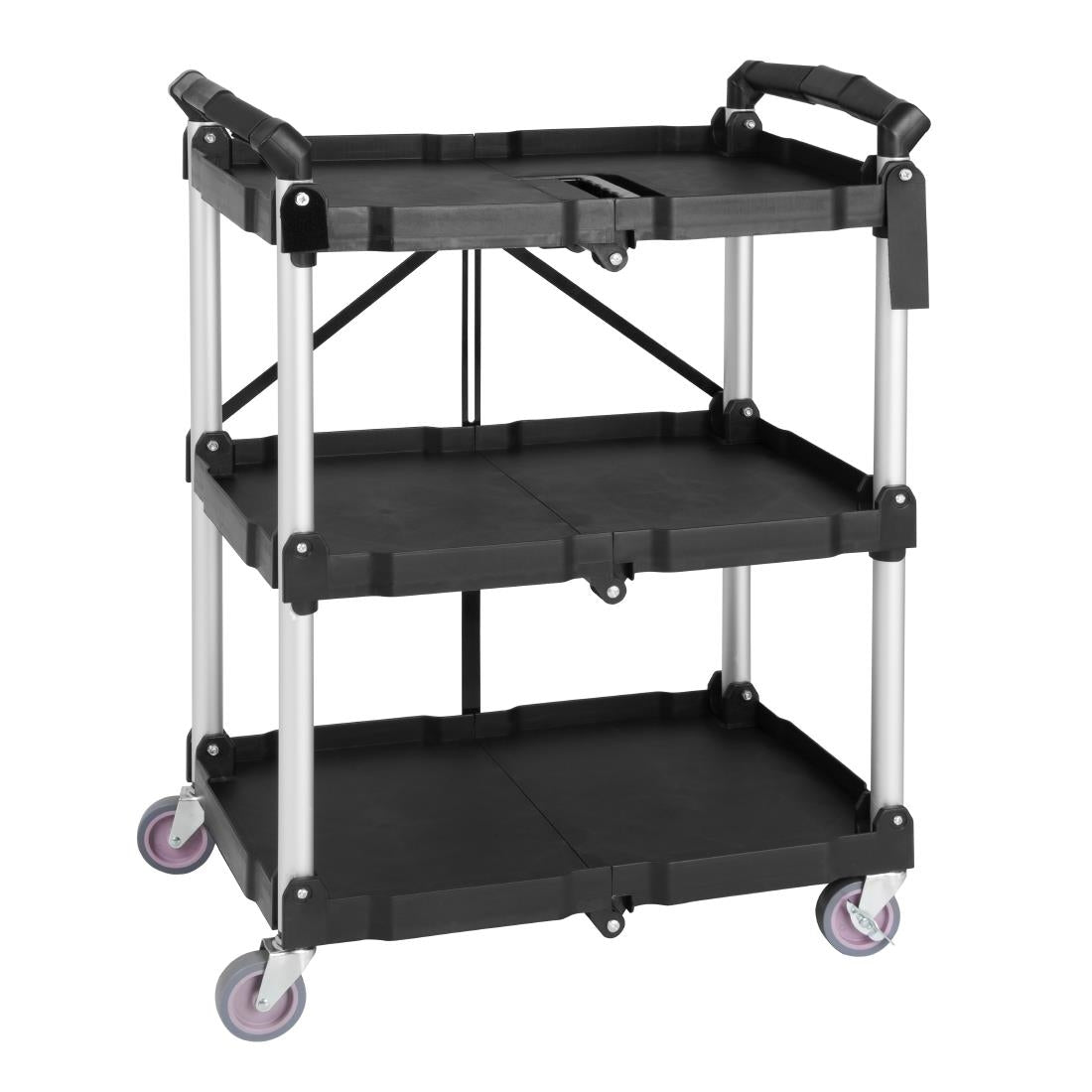 Vogue 3 Tier PP Folding Trolley Black - 835x645x405mm CK113