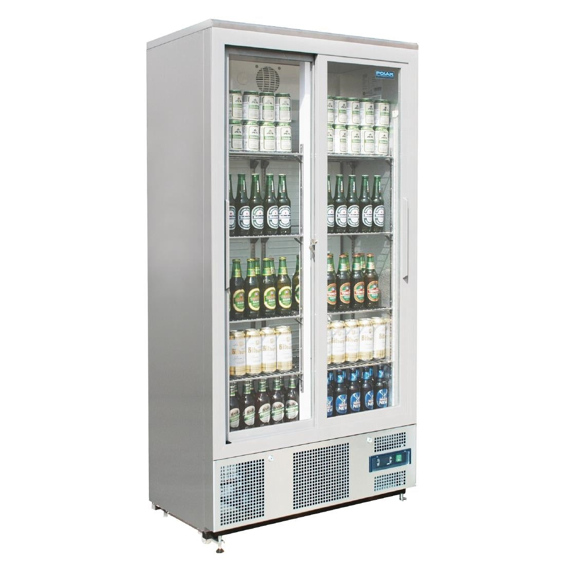 Polar G-Series Double Door Upright Back Bar Fridge Sliding St/St 490Ltr