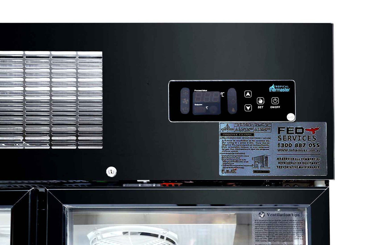 Thermaster Double Glass Door Black Stainless Steel Upright Freezer - SUFG1000B