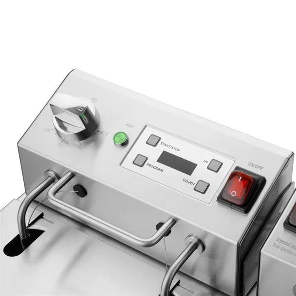 Apuro Double Electric Fryer with Timer 2x5Ltr