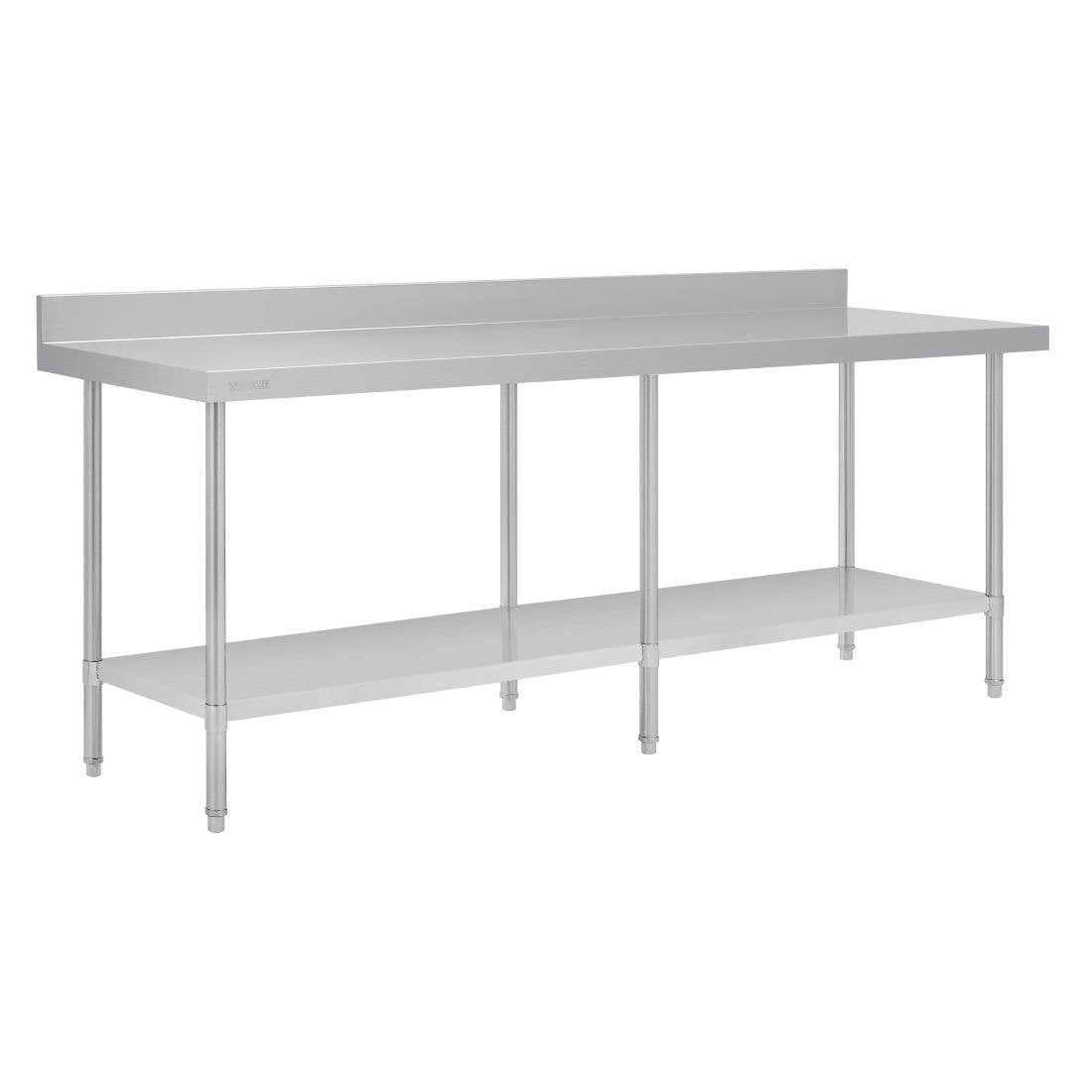 Vogue Premium 304 Stainless Steel Table with Upstand - 2400x600x900mm DA343