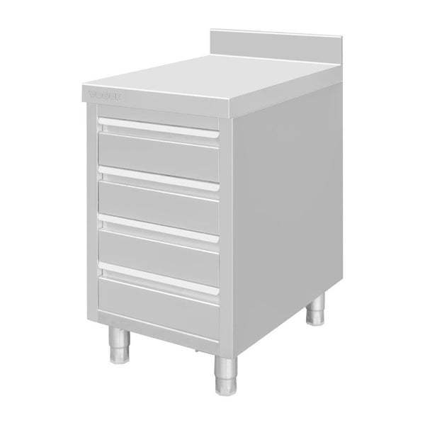 Vogue St/St 4 Drawer Workstation with 100mm Upstand - 900x700x500mm DP276